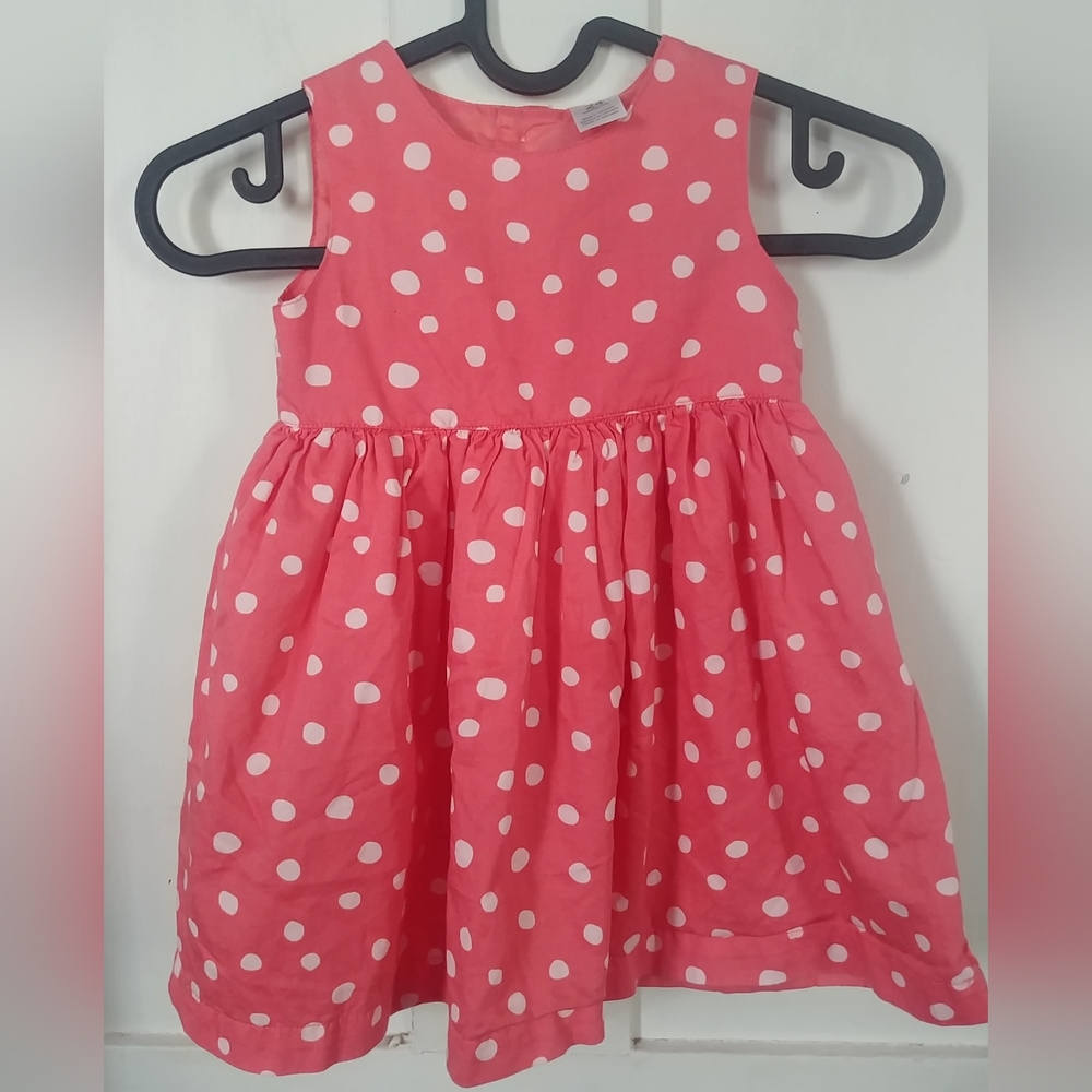Carter's Girls Pink Sleeveless Polka Dot Dress 24 Months (B)
